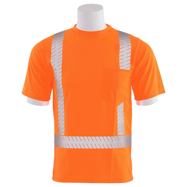 Erb Safety T-Shirt, Birdseye Mesh, Short Slv, Class 2, 9006SEG, Hi-Viz Orange, SM 62218